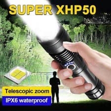 Image of 1200000LM LED Flashlight Zoom Light Super Bright Torch USB Rechargeable Lamp UK