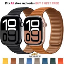 Image of Leather Link Replacement Magnetic Band Loop for Apple Watch SE/8/7/6/5/4/3/2/1