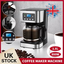 Image of 950W Filter Coffee Maker Machine 12 Cup Automatic Setting Digital Timer 1.5L
