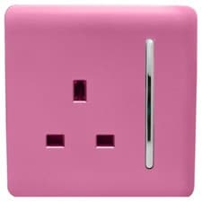 Image of Trendi 1 Gang Artistic Modern Glossy 13 Amp Switched Tactile Plug Socket Pink
