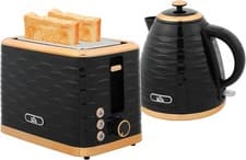 Image of HOMCOM Kettle and Toaster Sets, 3000W 1.7L Rapid Boil & 2 Slice Black