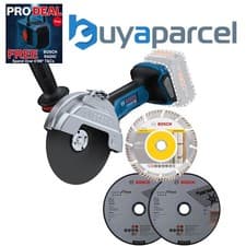 Image of Bosch GWS 18 V-180 P 180mm 18v Brushless Angle Grinder BITURBO 7" + 3 Blades