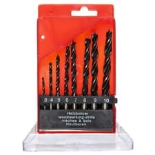 Image of 8 PIECE CARBON STEEL WOOD TWIST DRILL BIT SET WITH STRAIGHT HEX SHANKS 3mm-10mm
