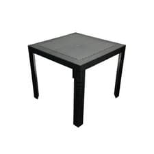 Image of Black Plastic Rattan Table, Black Rattan Garden Table, Black Patio Table Outdoor