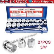 Image of 3/4" Drive Socket Set 27Pc - Metric & Imperial 22MM-50MM Heavy Duty Tool Kit UK