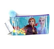 Image of Frozen Pencil Case Multi Anna Elsa Olaf Zip Pom Pom Confetti Golden Leaf School