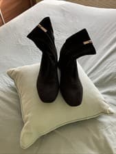 Image of Moda In Pelle Black Suedette Ankle Boots Size 39 (6). Worn Once.