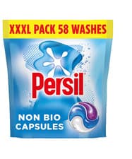 Image of Persil Non Bio 3 in 1 Laundry Washing Detergent Capsules - 58 Washes per Pack