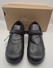 Image of Start-Rite Simply Grade Girls Black Leather School Shoes Dual-Fit RRP £40 UK 3 