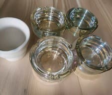 Image of 4 Round Glass Ashtray Stackable Opaque Clear Decorative Clearance New