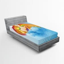 Image of Unicorn Fitted Sheet Cartoon Kids Rainbow