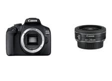 Image of Canon EOS 2000D DSLR Camera Body - Black With Canon EF-S 24 mm f/2.8 STM Lens