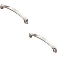 Image of 2x Chunky Arched Grip Pull Handle 194 x 17mm 160mm Fixing Centres Satin Nickel