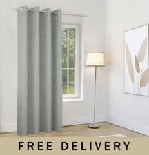 Image of Knightsbridge Chenille Eyelet Curtains - 100% Blackout Thermal Curtain (Single)