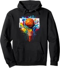 Image of Colorful Basketball Tie Dye Splash Slam Dunk Unisex Hooded Sweatshirt