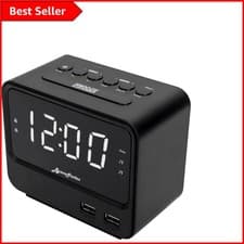 Image of Sleek Digital Alarm Clock Radio with Preset Stations & Loud Alarm Feature