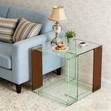 Image of Acrylic Record Player Stand with Vinyl Storage Side Table for Drinking , Reading