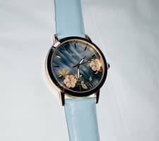 Image of BNWOB Rose Gold Coloured FLOWER WATCH With Blue Strap