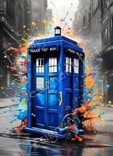 Image of Doctor Who, Tardis Artistic Paint Splash Style Print / Poster. Original Artwork