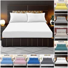 Image of Extra Deep 35cm Fitted Sheet 400 Thread Count 100% Egyptian Cotton Bed Sheets