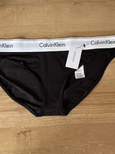 Image of Calvin Klein Briefs Size LARGE Black Bikini Cut Modal Cotton F3787