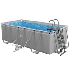 Image of Outsunny Rectangle Above Ground Swimming Pool with Pump and Ladder, Grey