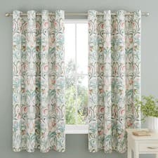 Image of Catherine Lansfield Clarence Floral 66x72 Inch Lined Eyelet Curtains Two Panels