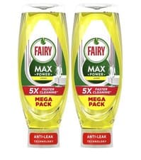 Image of Fairy Max Power Lemon Washing Up Liquid 730ml x2 Easy Grease Cleaning Dish Detrg
