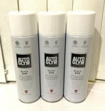 Image of 3 x AUTOGLYM BLACK DYE SPRAY CAN - CARPETS, PLASTIC, RUBBER, VINYL TRIMS 450ML