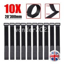 Image of 10PCS 20*300mm Cable Ties With Buckle Reusable Hook & Loop Strapping Fastener UK