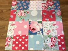 Image of 16” Square Cushion Cover Made W/ Cath Kidston Patchwork Heart & Spots Fabric New