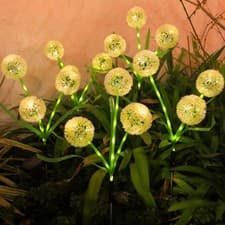 Image of 2 Pack Solar Powered Lights Outdoor Garden Lights with Waterproof Dandelion