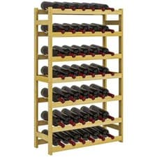 Image of HOMCOM Free Standing Wooden Wine Rack 42 Bottles Natural
