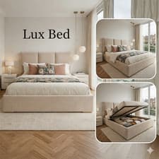 Image of Upholstered Plush Velvet Ottoman Panel Bed Frame with Storage – All UK Sizes