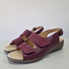 Image of HOTTER Easy II Purple Leather Sandals Adjustable UK 4 New Comfy Summer Shoes