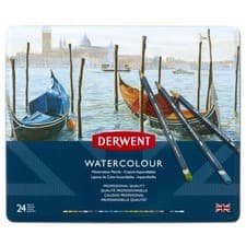 Image of Derwent Rexel Watercolor Pencils, 24-Pack Tin Box
