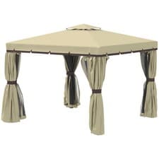 Image of 3 x 3(m) Patio Gazebo Canopy Garden Pavilion Tent Shelter with 2 Tier Roof Beige