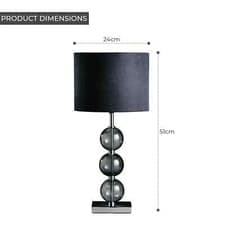 Image of GLASS BLACK SHADE TABLE LAMP WITH CHROME BASE LIGHTING LOOK DECOR HOME