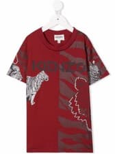 Image of Kenzo Kids Organic Animal Print T Shirt Red Age 10 Years BRAND NEW