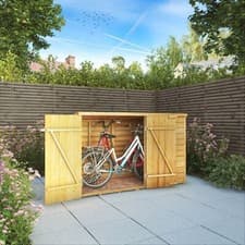 Image of 3x6 Wooden Garden Shed Bike Storage Overlap Double Door Pent 3ft 6ft Waltons