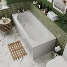 Image of Bathroom Single Ended 1700x700mm Curved Bath Side End Panel Acrylic White Modern