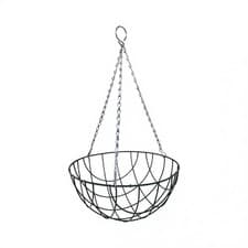 Image of 12" Wire Hanging Basket Round 30cm Natural Metal Green Coated Planter | x 1
