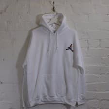 Image of Biggie x Jordan Mic Slam Dunk Hip Hop Notorious BIG White Hooded Sweatshirt