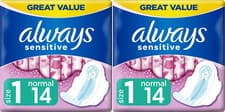 Image of Always Sensitive Ultra Normal Sanitary Pads Towels with Wings, Size 1 - 28 Pack