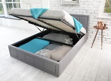 Image of OTTOMAN STORAGE GAS LIFT 4FT DOUBLE & KING SIZE FABRIC BED ORTHOPAEDIC MATTRESS!
