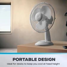 Image of Daewoo 16" Pedestal Fan / 12" Desk Fan White Oscillating Adjustable Height
