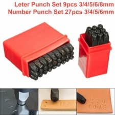 Image of Number & Letter Punch Set Alpha Numeric Carbon Steel Punches Craft Black 6/8mm