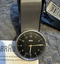 Image of BN0021 Braun Mens Gents Classic Watch Black Dial Silver Mesh Bracelet New