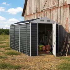 Image of Garden Metal Shed Storage Tools Shed 6x4.2/8.2/10ft Waterproof with Door & Vents