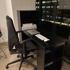 Image of Black Computer Desk 120cm Bookshelf Writing Table Study Workstation Side Shelves
